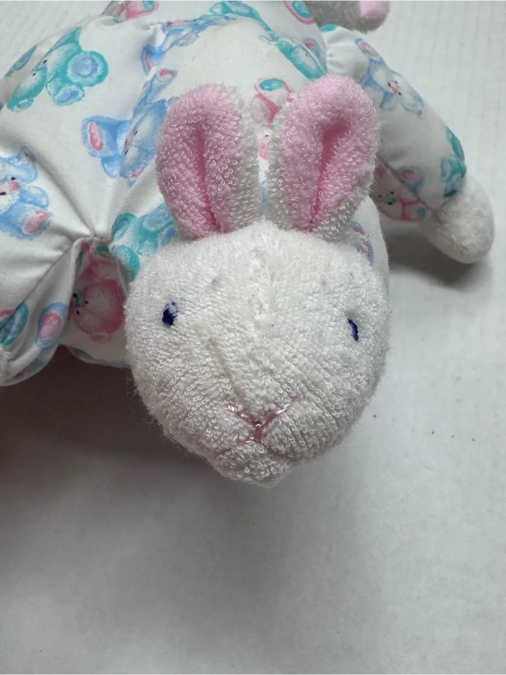 Carters Teddy Bear Rattle Plush White Bunny Slippers Terry Cloth Baby Toy